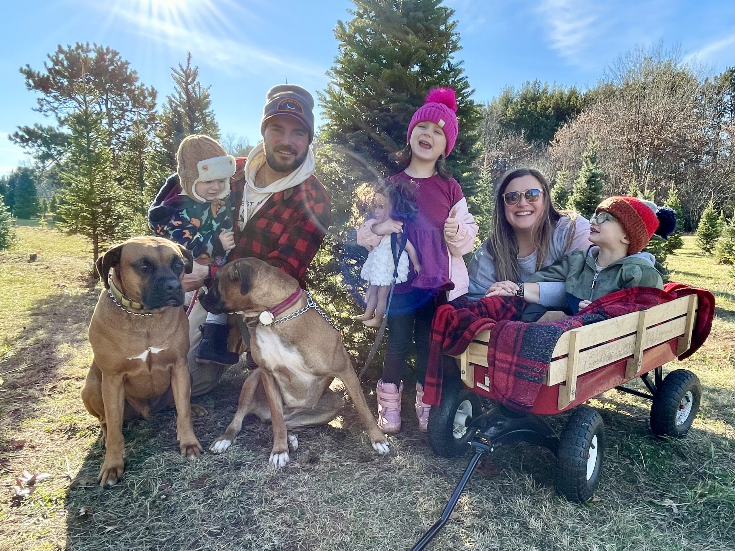 For real life mom family photo at the Christmas tree farm 